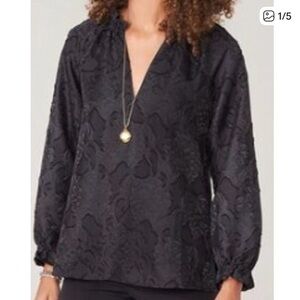 Spartina 449 Black Textured Blouse